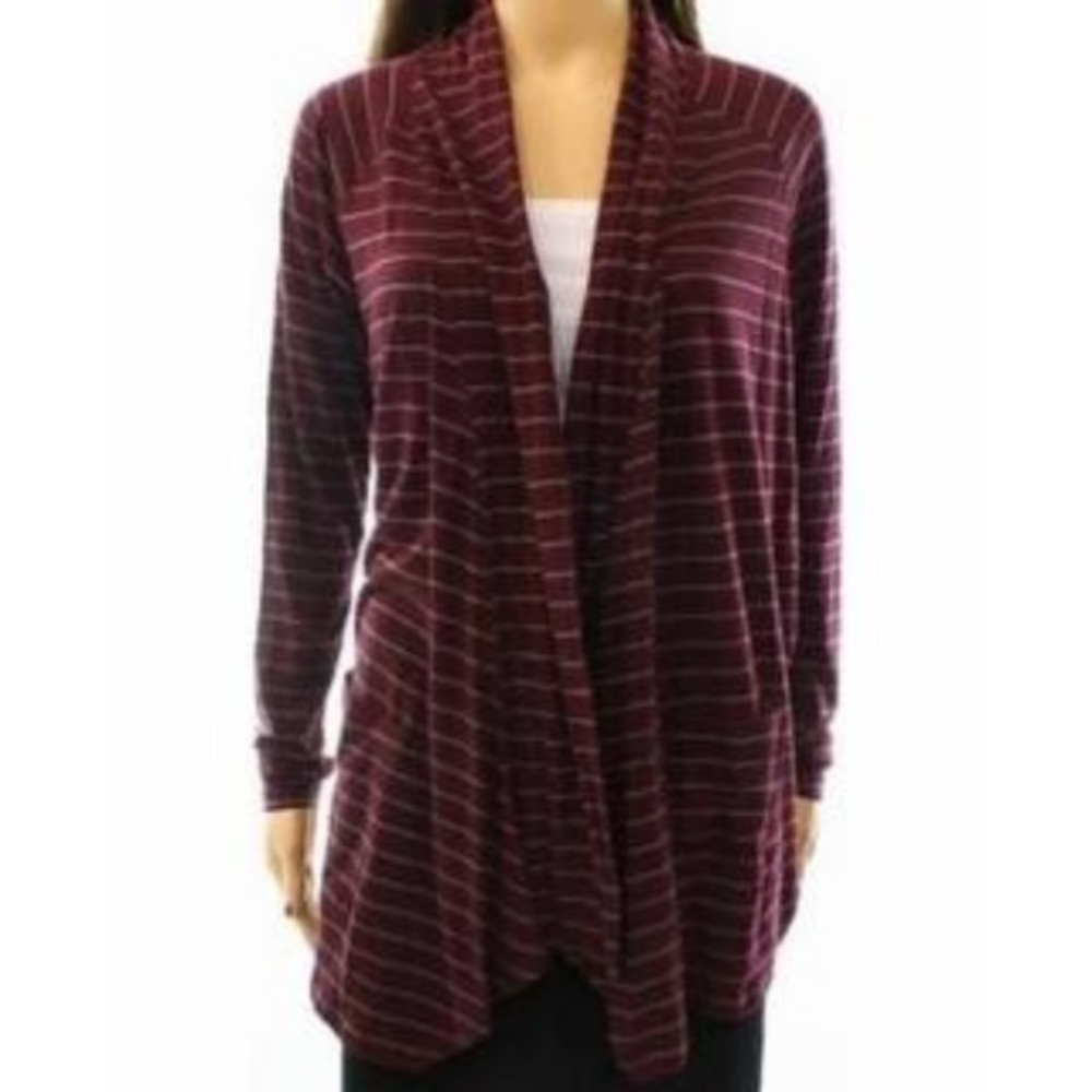 Abound Maroon and Gray Striped open Cardigan